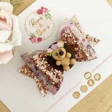Load image into Gallery viewer, Hedgehog rose gold Autumn Fall Glitter Bow Headband or Clip