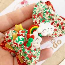 Load image into Gallery viewer, Christmas Rainbow Hair Bow Clip or Headband