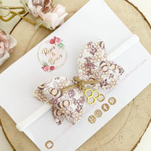 Load image into Gallery viewer, Bee and Honeycomb Hair Bow Headband or Clip