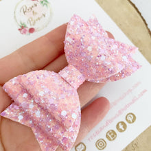 Load image into Gallery viewer, Pink and Purple Glitter Hair Bow Headband or Clip