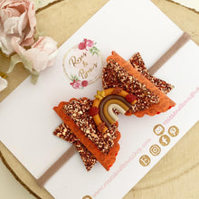 Load image into Gallery viewer, Autumn leaves rainbow Glitter Hair Bow Headband or Clip