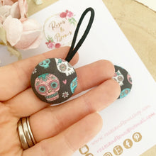 Load image into Gallery viewer, Halloween Sugar Skull Bobble Hair Ties Set of 2