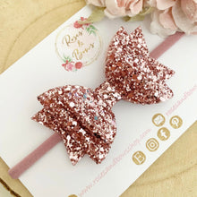 Load image into Gallery viewer, Pink Blush Glitter Hair Bow - Green Glitter Hair Bow Hair Clip or Headband