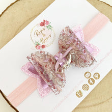 Load image into Gallery viewer, Dinosaurs transparent glitter charm Hair Bow Headband or Clip