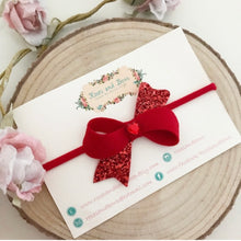 Load image into Gallery viewer, Valentines Day heart Felt Twist Hair Bow Headband or Clip