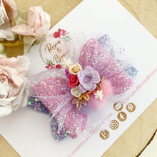 Load image into Gallery viewer, Christmas Tree Purple Tulle Hair Bow Headband or Clip