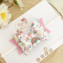 Load image into Gallery viewer, Rainbow Charm Glitter Bow Headband or Clip