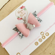 Load image into Gallery viewer, Small Easter Bunny Hair Bow Headband or Clip