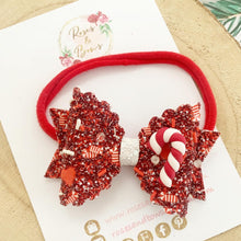 Load image into Gallery viewer, Candy Cane Hair Bow Headband or Clip
