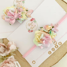 Load image into Gallery viewer, Rainbow flower nylon headband or alligator clip