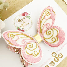 Load image into Gallery viewer, Pink and Gold Glitter Butterfly Bow Headband or Clip