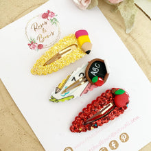 Load image into Gallery viewer, Back to School scalloped snap clip set