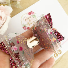 Load image into Gallery viewer, Autumn Fall Plum Floral Hair Bow Headband or Clip