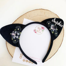 Load image into Gallery viewer, Personalised Name Halloween Cat Ears Headband
