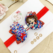 Load image into Gallery viewer, July 4th USA Bow Headband or Clip