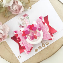 Load image into Gallery viewer, Valentine’s Unicorn Hair Bow Headband or Clip