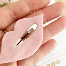 Load image into Gallery viewer, Valentines snap clip - lips glitter hair clip - red hair clip - fringe clip