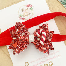 Load image into Gallery viewer, Candy Cane Hair Bow Headband or Clip