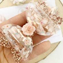 Load image into Gallery viewer, Rose Gold Easter Bunny Hair Bow Headband or clip