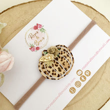 Load image into Gallery viewer, Halloween Leopard Pumpkin Hair Bow Headband or Clip