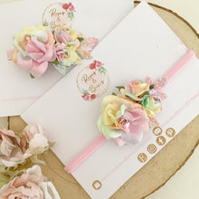 Load image into Gallery viewer, Rainbow flower nylon headband or alligator clip