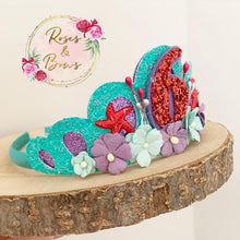 Load image into Gallery viewer, Mermaid glitter tiara - princess crown - birthday accessory - custom ages