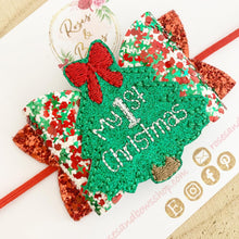 Load image into Gallery viewer, My 1st Christmas Hair Bow Headband or Clip