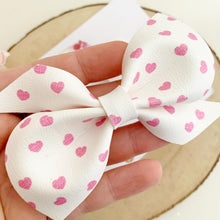 Load image into Gallery viewer, Heart Leatherette Hair Bow Headband or Clip