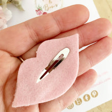 Load image into Gallery viewer, Valentines snap clip - lips glitter hair clip - red hair clip - fringe clip