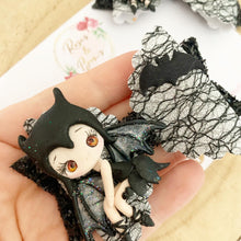 Load image into Gallery viewer, Bat Girl Glitter Bow Headband or Clip