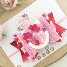 Load image into Gallery viewer, Valentine’s Unicorn Hair Bow Headband or Clip