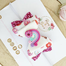 Load image into Gallery viewer, Donut Rainbow Glitter Hair Bow