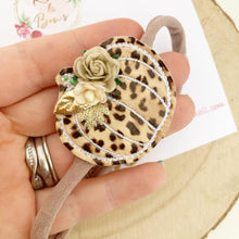 Load image into Gallery viewer, Halloween Leopard Pumpkin Hair Bow Headband or Clip