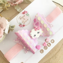 Load image into Gallery viewer, Valentine’s Heart Cloud Hair Bow Headband or Clip