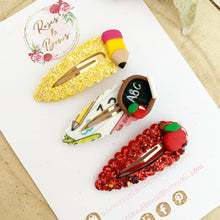 Load image into Gallery viewer, Back to School scalloped snap clip set