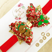 Load image into Gallery viewer, Christmas reindeer Hair Bow Headband or Clip