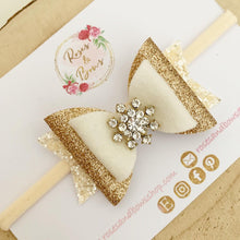 Load image into Gallery viewer, Snowflake Glitter Bow Headband or Clip
