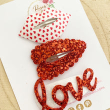 Load image into Gallery viewer, Red Valentines Day snap clip set