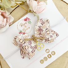 Load image into Gallery viewer, Bee and Honeycomb Hair Bow Headband or Clip