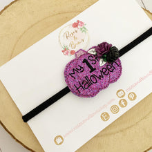 Load image into Gallery viewer, 1st Halloween - First Halloween Pumpkin Hair Bow Headband or Clip