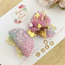 Load image into Gallery viewer, Ice Cream Glitter Bow Headband or Clip