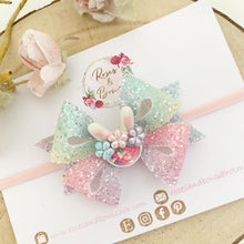 Load image into Gallery viewer, Rainbow Easter Bunny Hair Bow Headband or Clip
