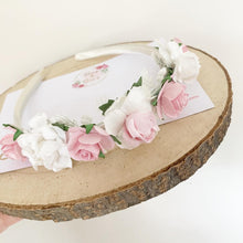 Load image into Gallery viewer, Pink and white flower crown headband