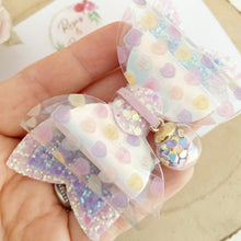 Load image into Gallery viewer, Love Heart Charm Valentine’s Day Hair Bow Headband or Clip