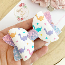 Load image into Gallery viewer, Dinosaur Rainbow Hair Bow Headband or clip
