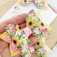 Load image into Gallery viewer, Sunflower Transparent Glitter Bow Headband or Clip