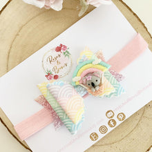 Load image into Gallery viewer, Animal Hot Air Balloon Rainbow Hair Bow clip or headband