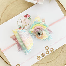 Load image into Gallery viewer, Animal Hot Air Balloon Rainbow Hair Bow clip or headband