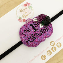 Load image into Gallery viewer, 1st Halloween - First Halloween Pumpkin Hair Bow Headband or Clip