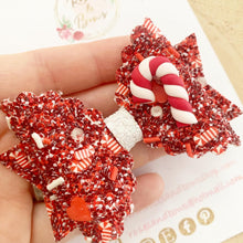 Load image into Gallery viewer, Candy Cane Hair Bow Headband or Clip